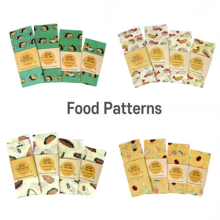 Food Sushi Patterns Reusable Beeswax Food Wraps - Set of 3 for wholesale by MYSGREEN