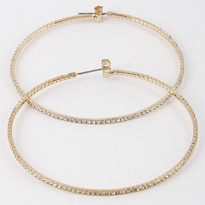 Rhinestone Inset Hoop Earrings for wholesale by 3AM BY H&D ACCESSORIES