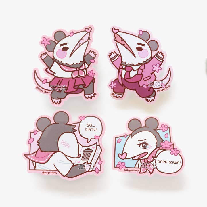 'Possum-Chan Vinyl Stickers for wholesale by Geoffrey Siu Art LLC