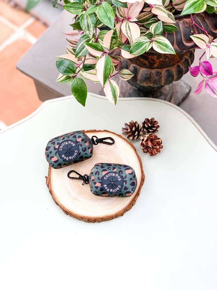 Green Woodland Adventure Puppy Dog Poo Bag Holder for wholesale by Chilly Dog