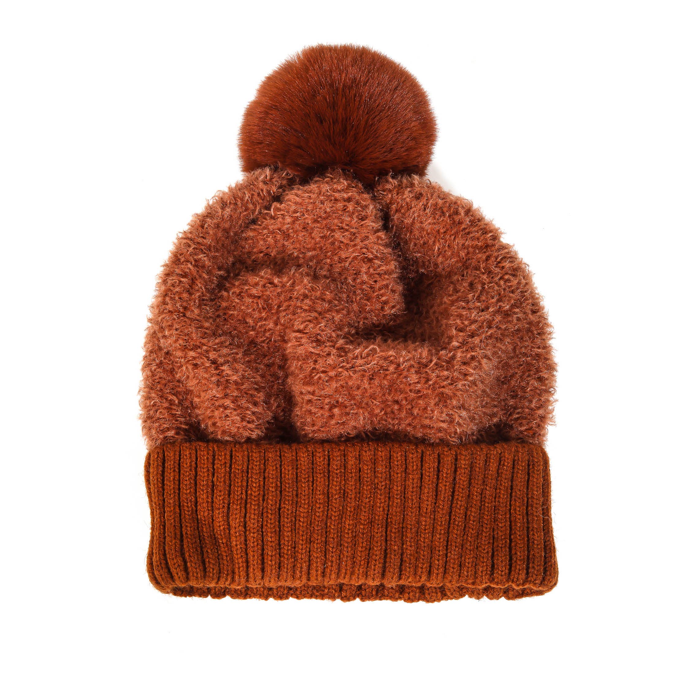 Collections by Fame Accessories - Vente Bonnet – femme - Bonnet en maille avec pompon Teddy1