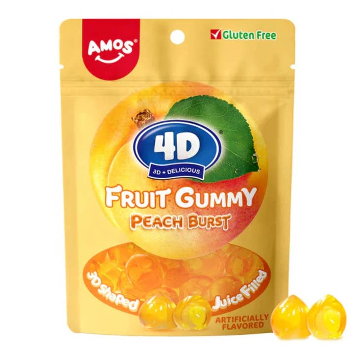I Got Your Candy - Wholesale Gummy - Amos 4D Fruit Gummy Peach Burst 6oz - 12ct