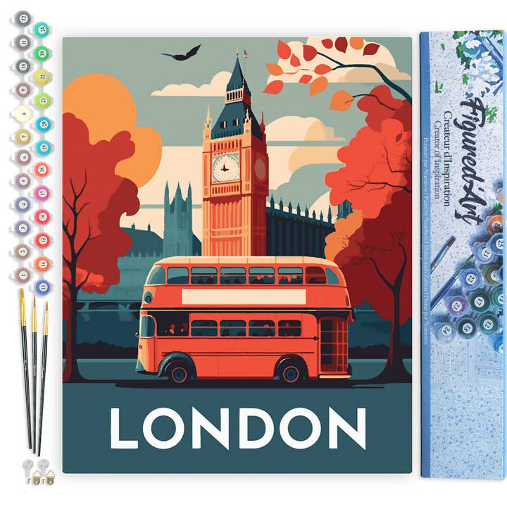 Mal efter tal Vintage London rejseplakat for engroshandel hos Figured'Art
