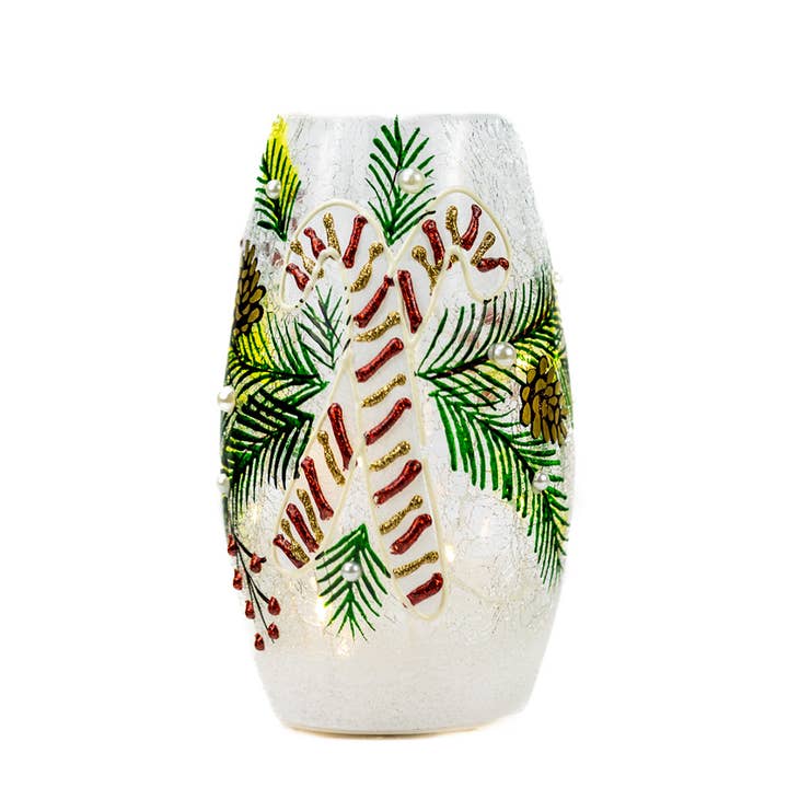 Candy Cane Short Vase w/ LED String Lights — Christmas, Holiday Decorations for wholesale by A Cheerful Giver