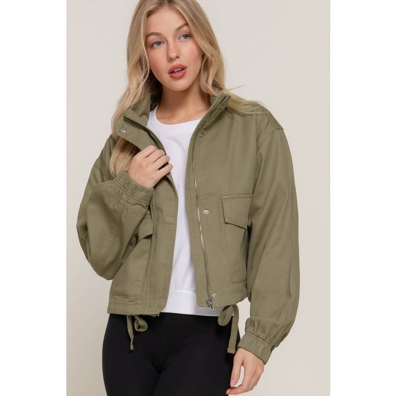 ジャケット・アウター siwnin.siwnin Wholesale SI-27067 Long Slv High Neck Short Twill Jacket