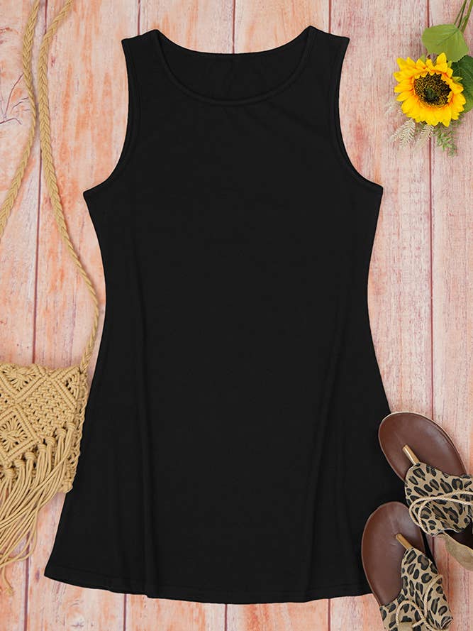 Summer Black Crew Neck Sleeveless Tank Dress STC359 for wholesale on Faire
