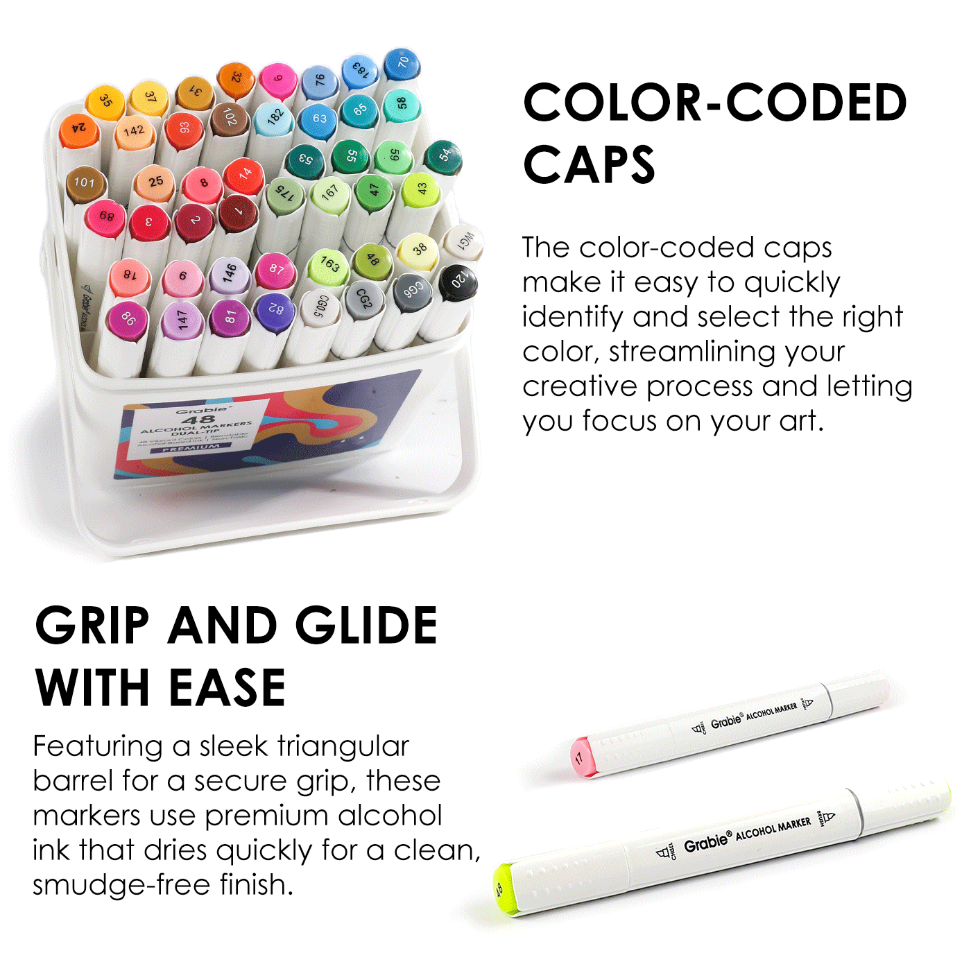 Grabie - Wholesale Marker - Dual-Tip Alcohol-Based Marker Set Of 48 With Coloring Book2