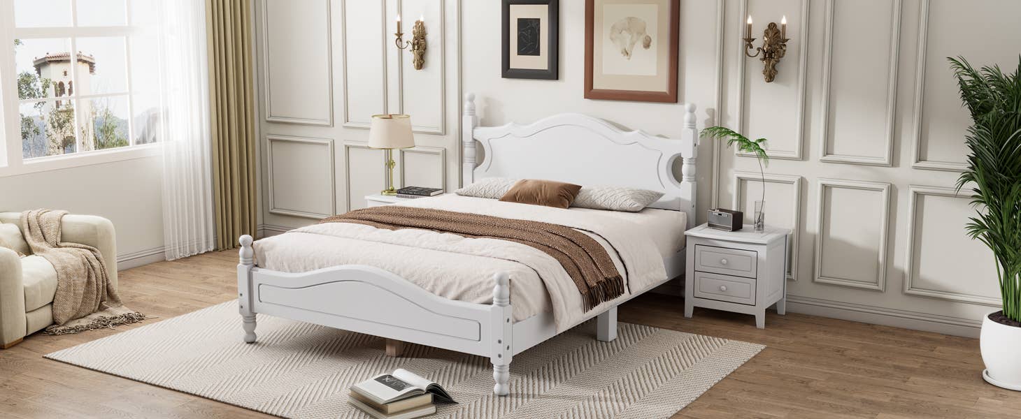 39F Inc. - Wholesale Bed - Queen/Full Size Wood Platform Bed Modern Renaissance style36
