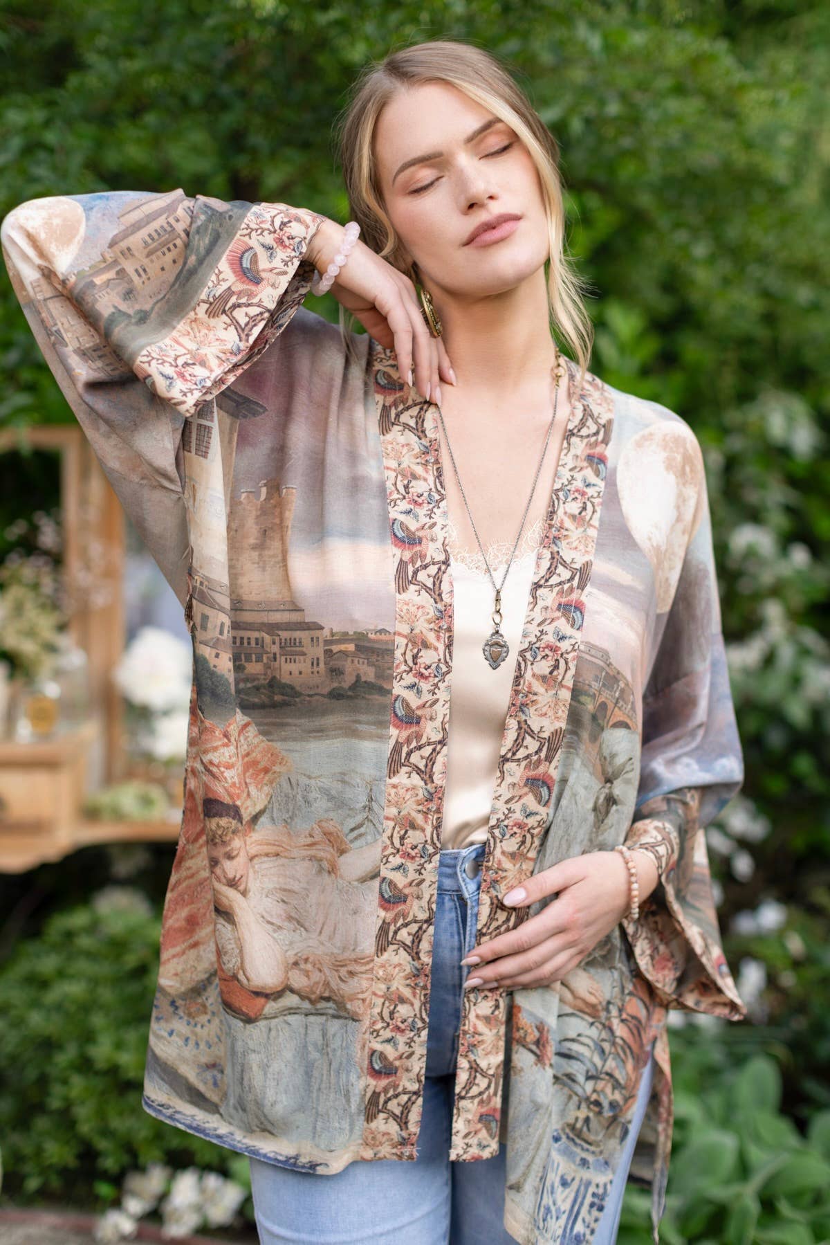 Market of Stars (Worldwide) - Wholesale Kimono - Women's - Imaginarium Matinée Duster Kimono w/ Moon mid-length2