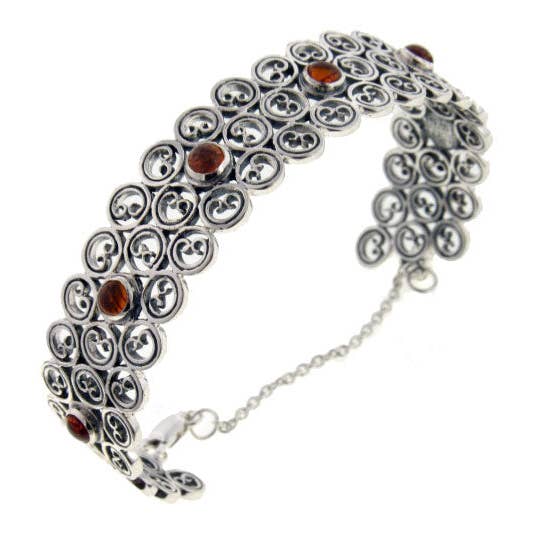 Silver Insanity – Großhandel Manschettenarmband – Gewirbeltes Armband aus Sterlingsilber, 7" Armreif mit Edelsteinen1