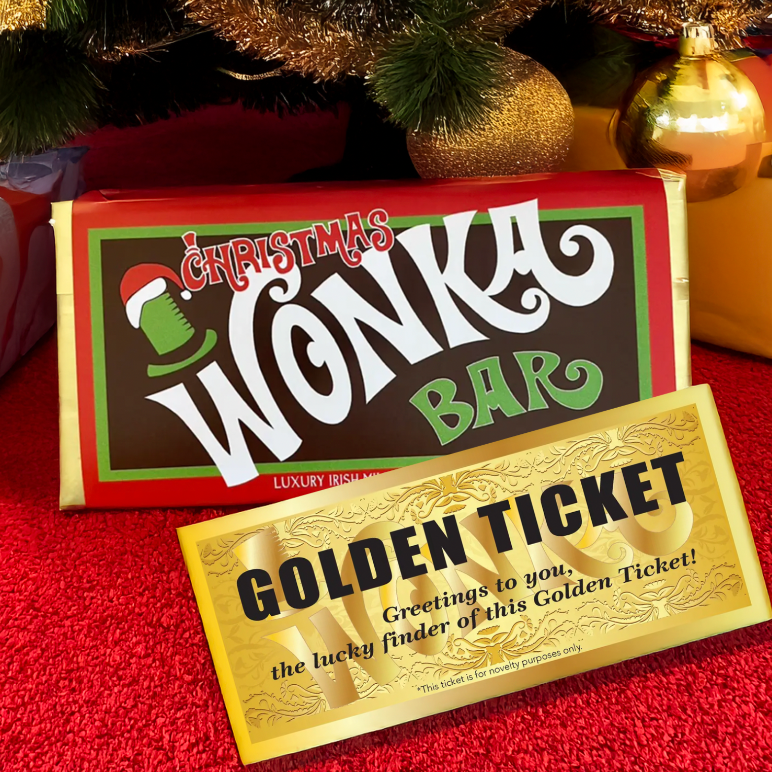 Sweet Living Kilkenny - Wholesale Chocolate Bar - CHRISTMAS WONKA Bar with Golden Ticket (Limited)2
