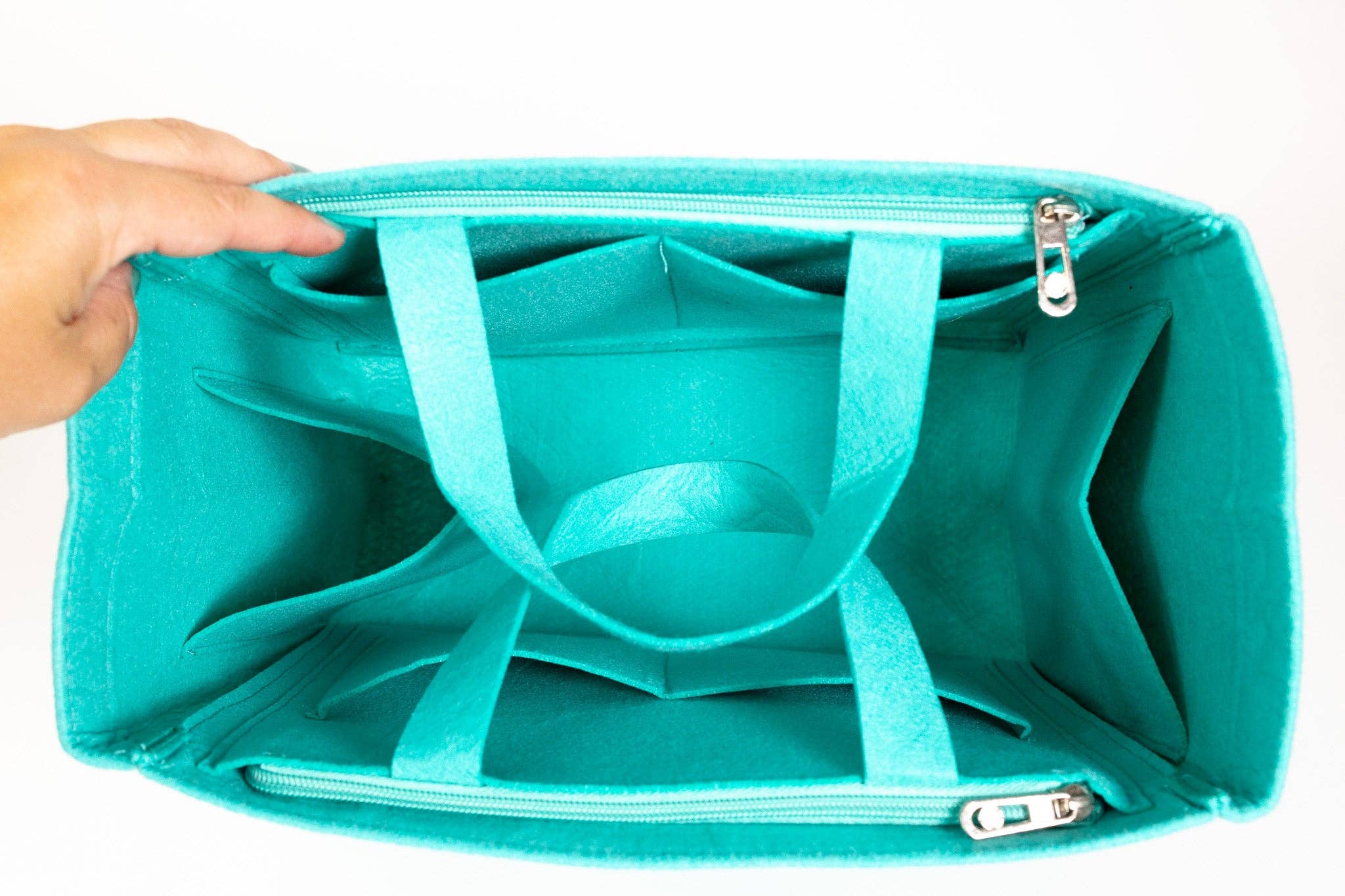 Valerosa - Vente Pochette – femme - Organisateur de sac en feutre turquoise2