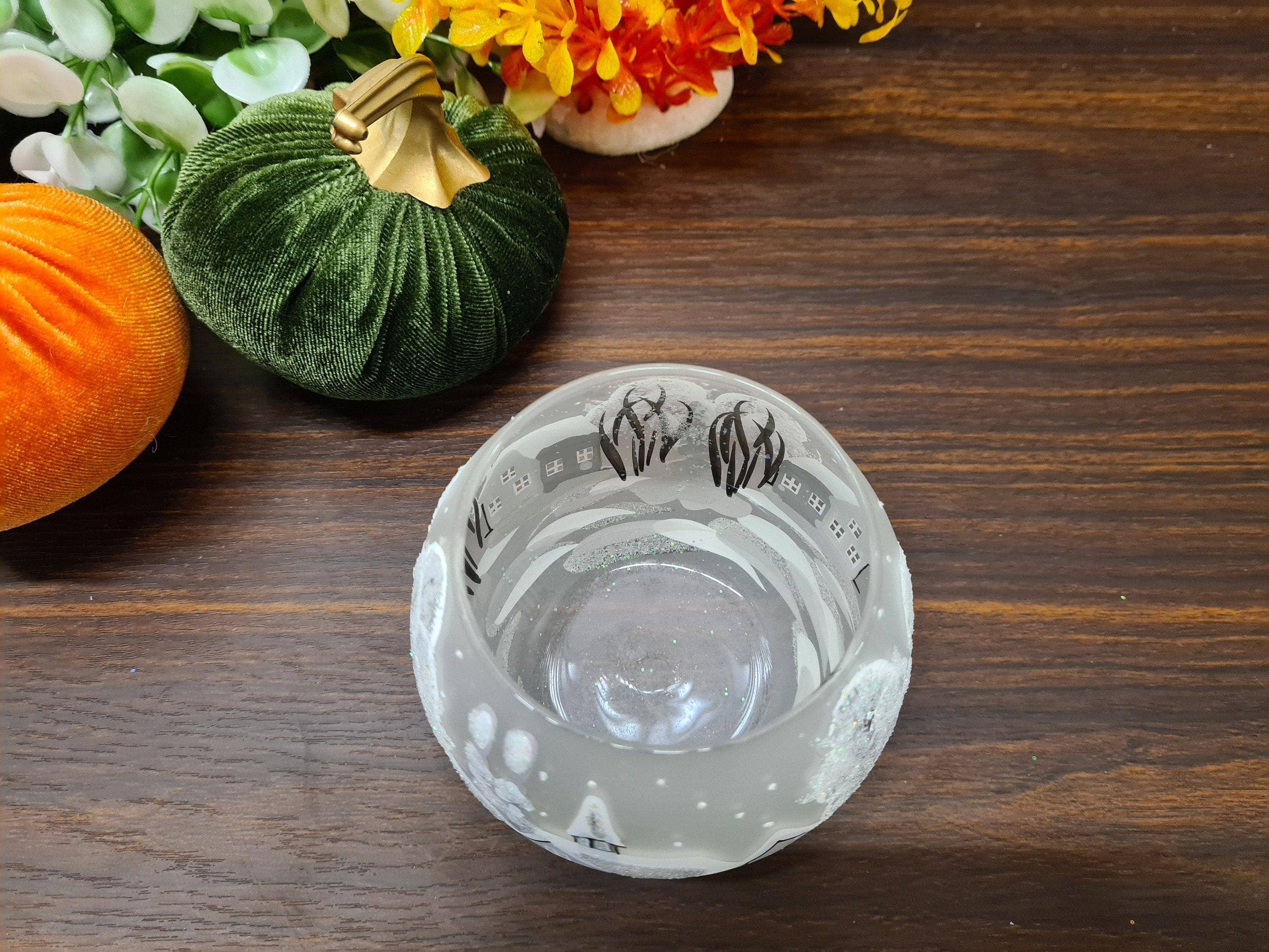 Glass by Iness - Wholesale Candle Holder - Small Frosted Glass Candle Holder, Hand Crafted in Ukraine, White Church Winter Wonderland, Wonderful Year Round5