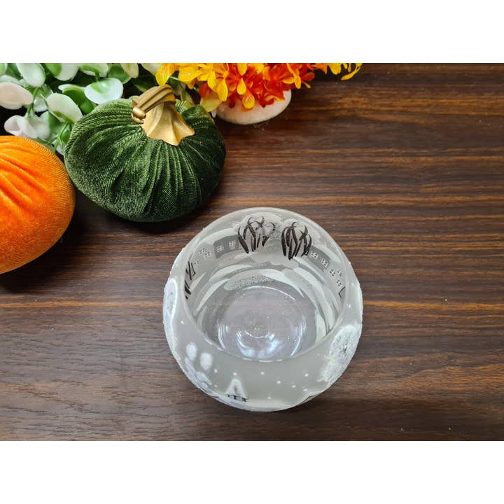 Glass by Iness - Wholesale Candle Holder - Small Frosted Glass Candle Holder, Hand Crafted in Ukraine, White Church Winter Wonderland, Wonderful Year Round5