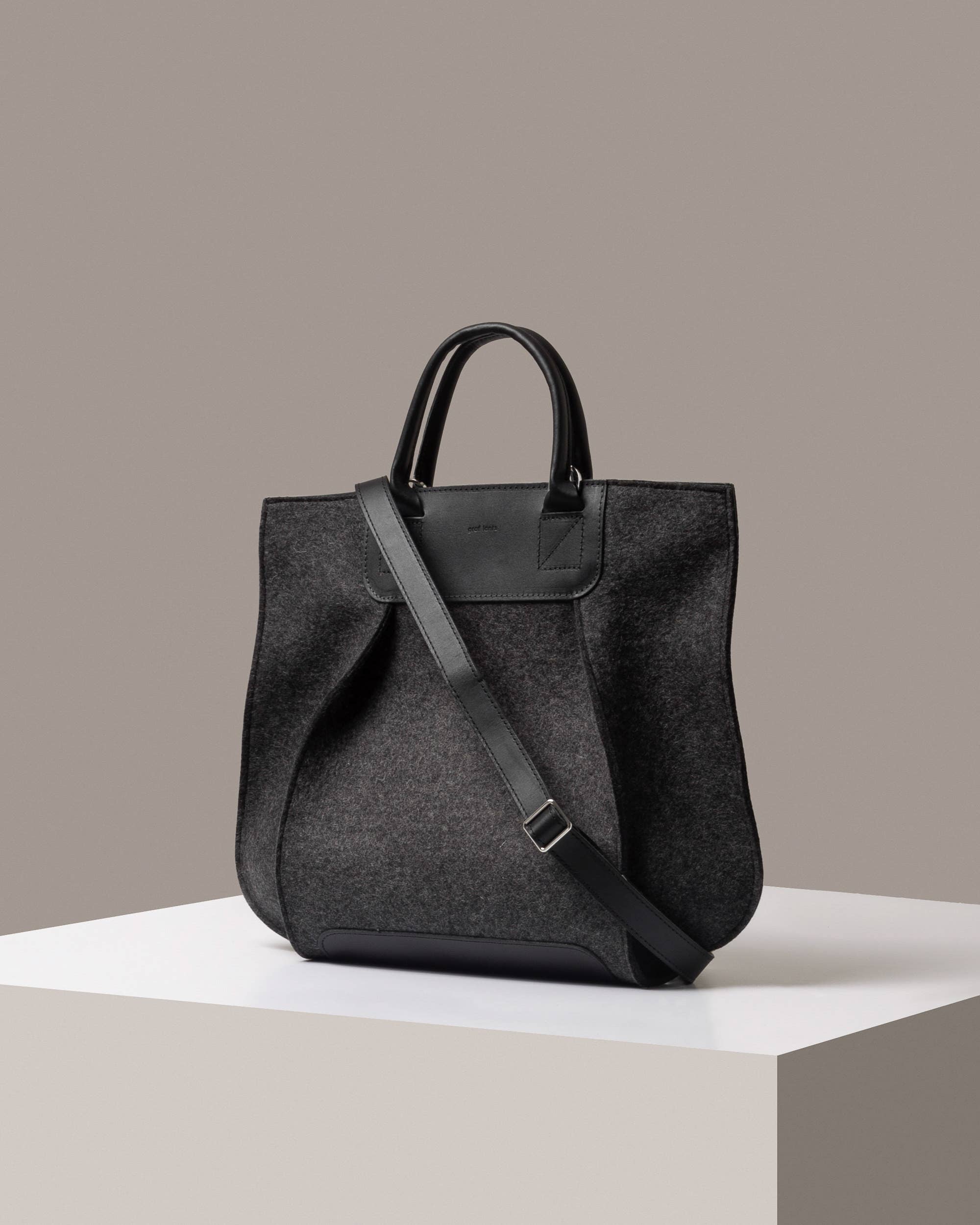 Frankie Merino Wool Tote in Charcoal for wholesale on Faire2