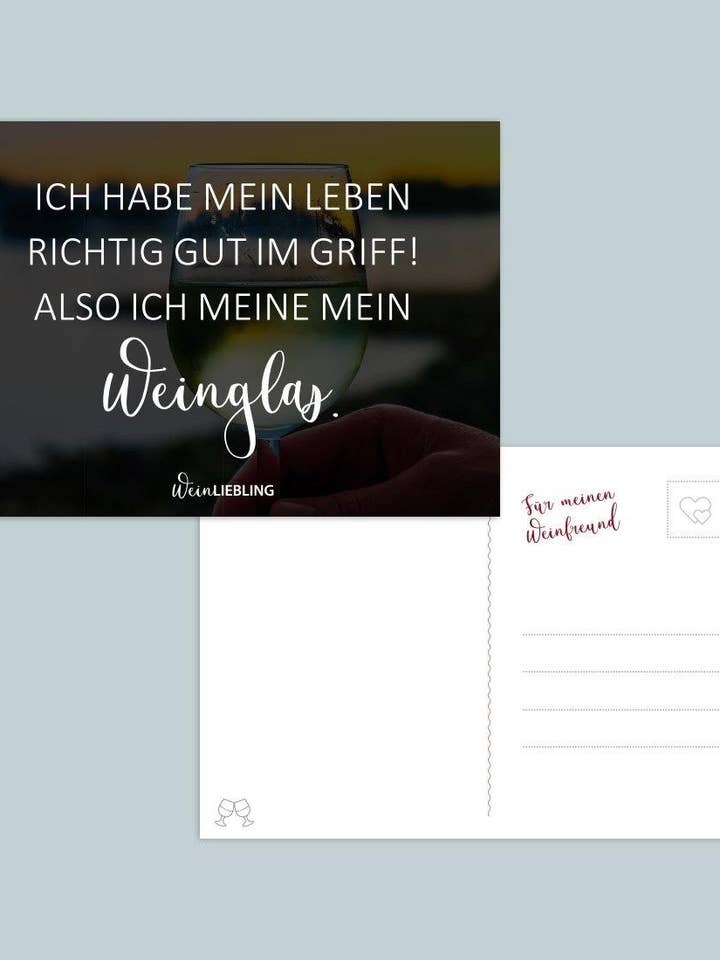 Postkarte "Weinglas im Griff" for wholesale by WeinLIEBLING