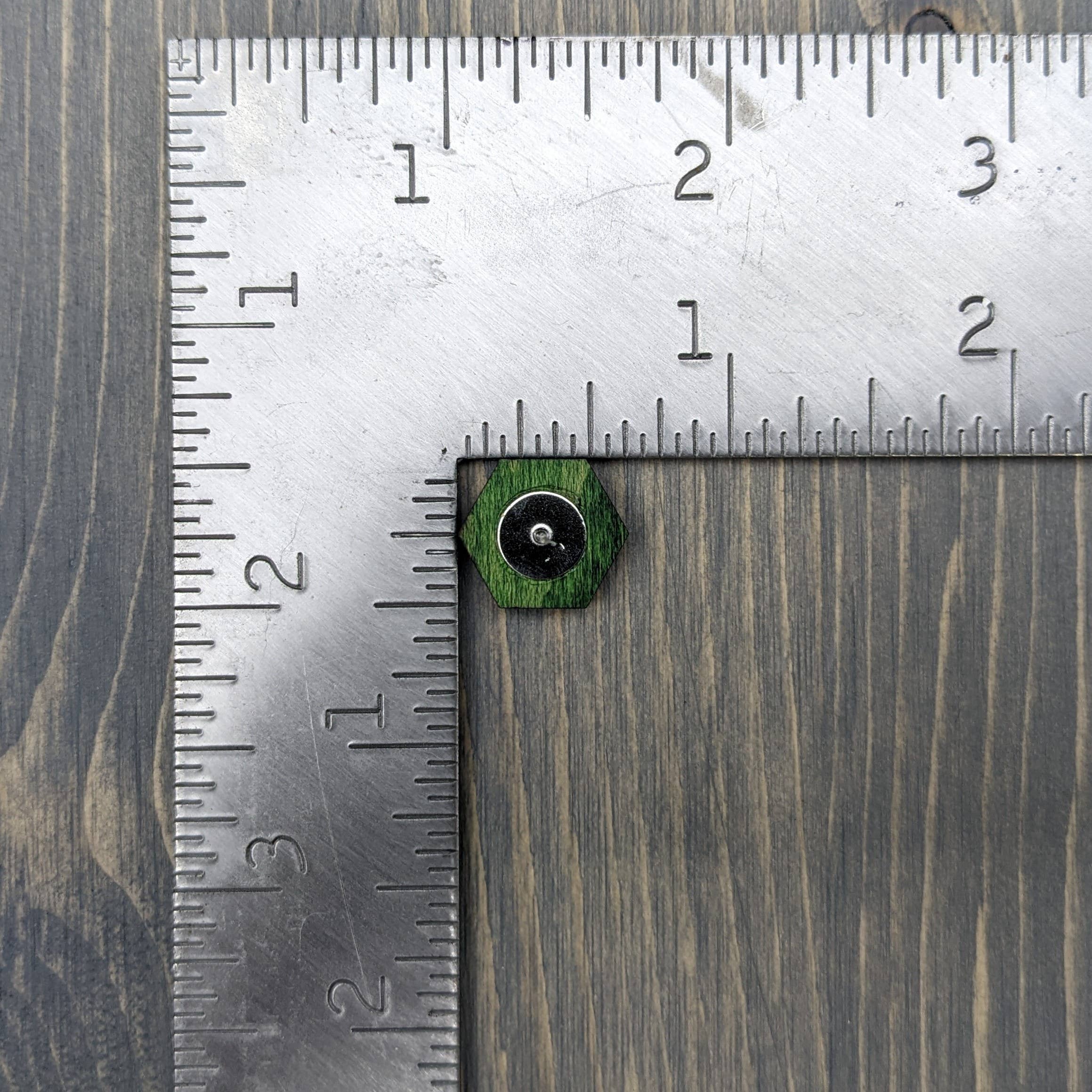 The Forest and Forge - Wholesale Stud/Post Earrings - Etched Hexagon Wood Stud Earrings4