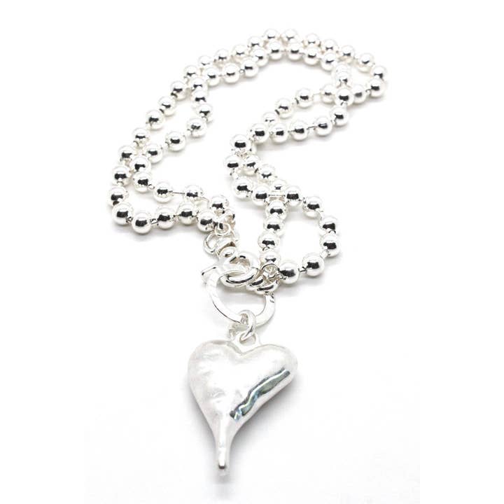 Grote zilveren hartketting om kort of lang te dragen - N2-2179 voor wholesale door LIZOU