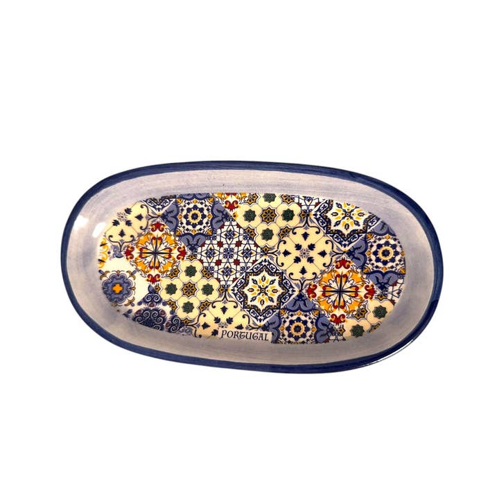 Portugisisk handmålad keramik, rund form 7 x 3,7 tum – keramisk serveringsbricka för oliver och såser, vacker present gjord i Portugal för wholesale av Vintage Dreamz
