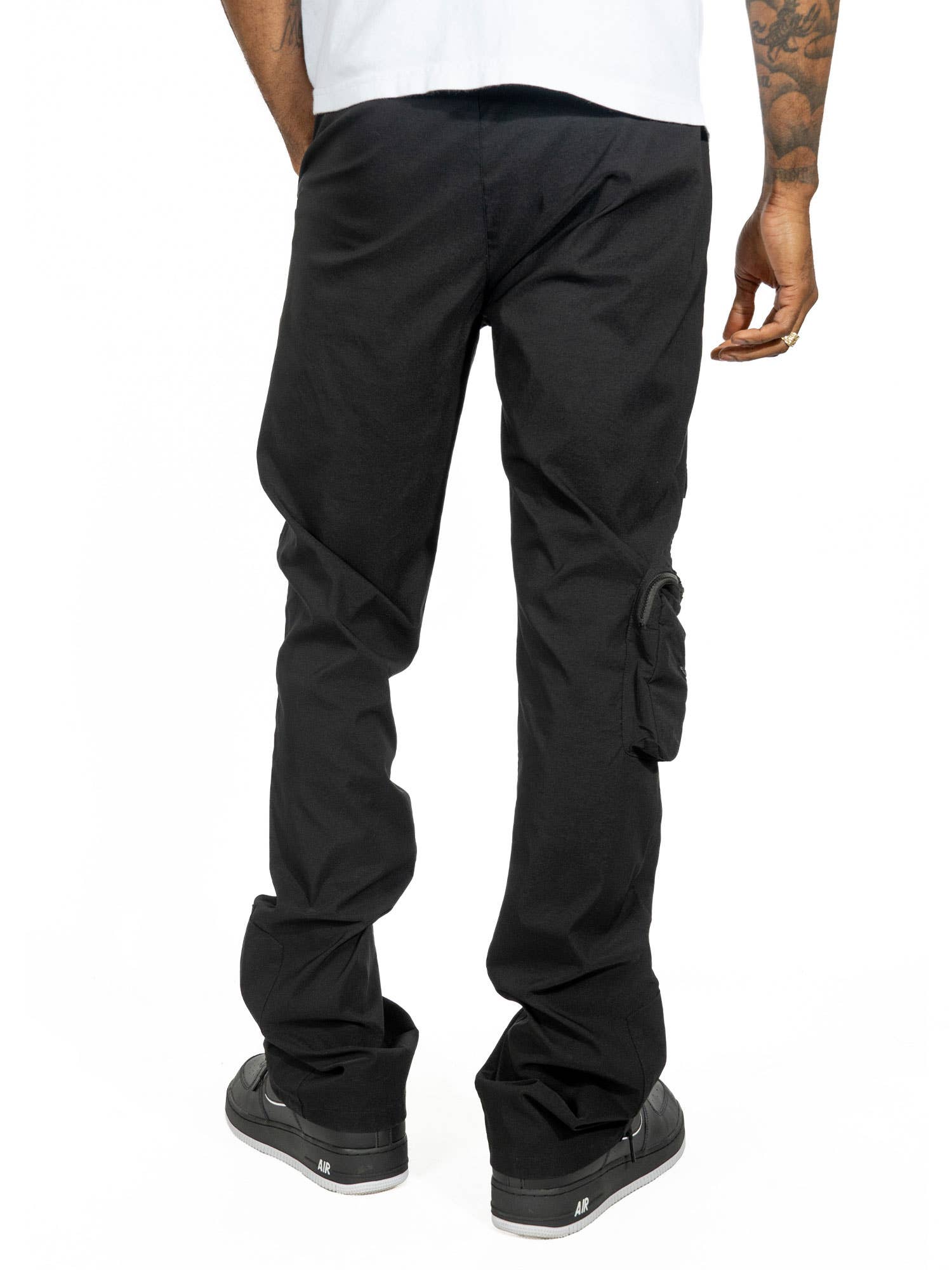 M1625 SARTONI Nylon Stacked Pants - Black for wholesale on Faire3