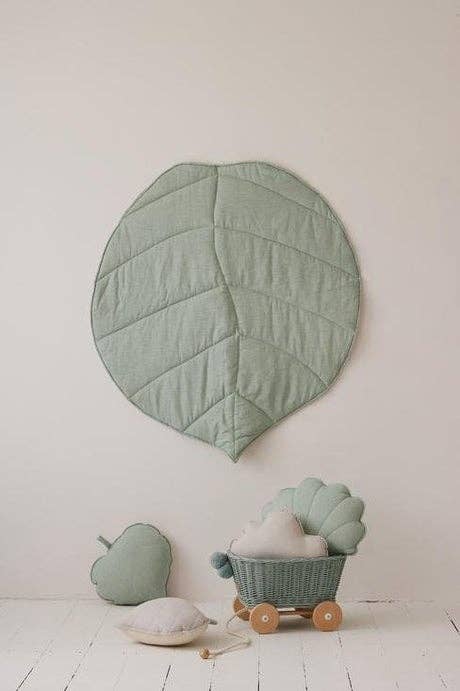 Moi Mili – Engroshandel Legemåtte - Børn og baby – „Mint“ Linen Leaf Mat0