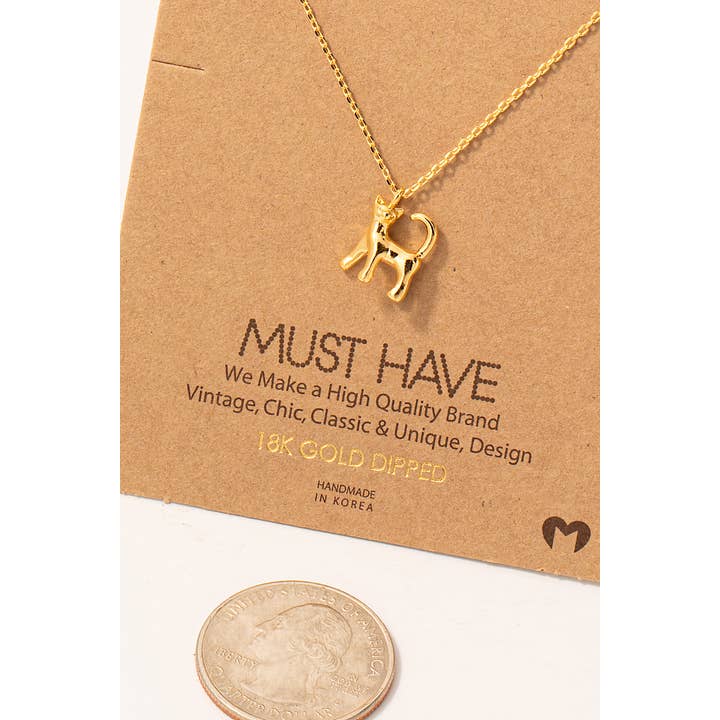 Fame Accessories - Wholesale Pendant/Charm Necklace - Gold Dipped Cat Pendant Necklace