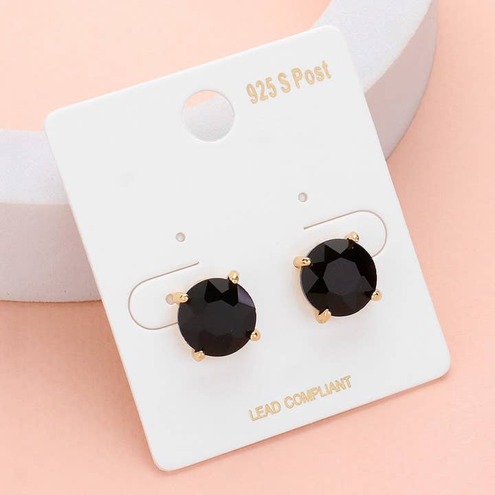 Sensibling Corp. - Wholesale Stud/Post Earrings - Round Stone Cushion Stud Earrings