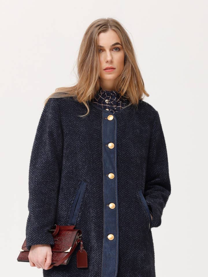 Manteau Harus point d'épi mélangé pour la vente par OKY