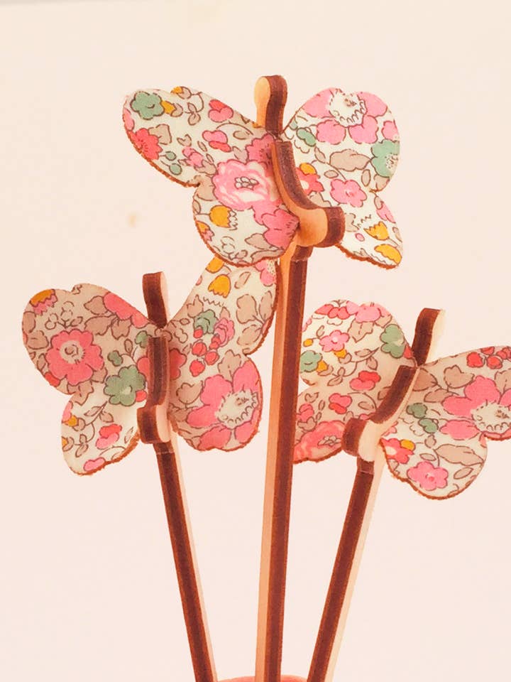 Butterflies Betsy Ann Liberty of Lonodon Set of 3 Cake Toppe for wholesale by Eleanor Moss Studio