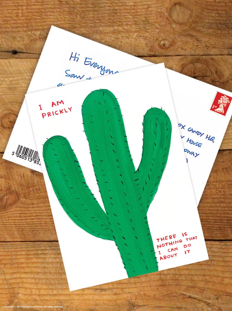 David Shrigley x Brainbox Candy - Wholesale Postcard - Funny A6 Art Postcard By David Shrigley - I Am Prickly1