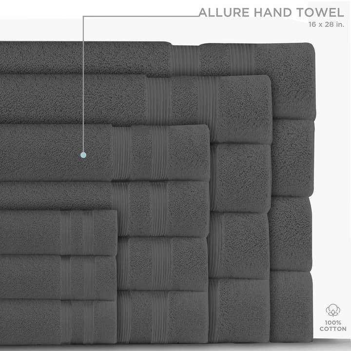 TOALLA DE MANO ALLURE GRIS OSCURO para venta al por mayor de Moda at Home Enterprises, Ltd