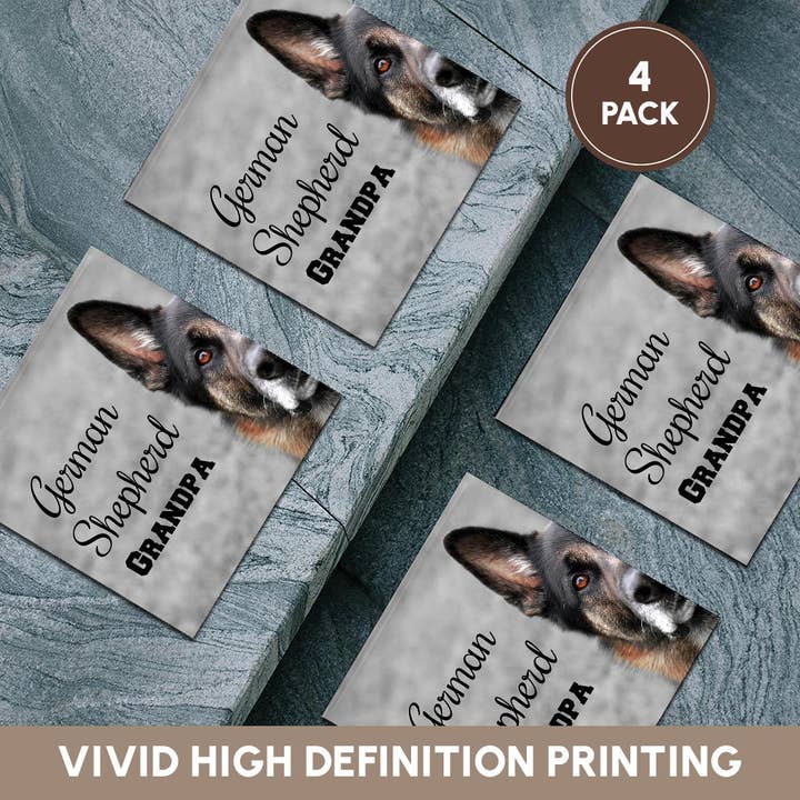 3dRose - Wholesale Coasters - 3dRose, Photo of a German Shepherd with German Shepherd Grandpa in black., Coaster5