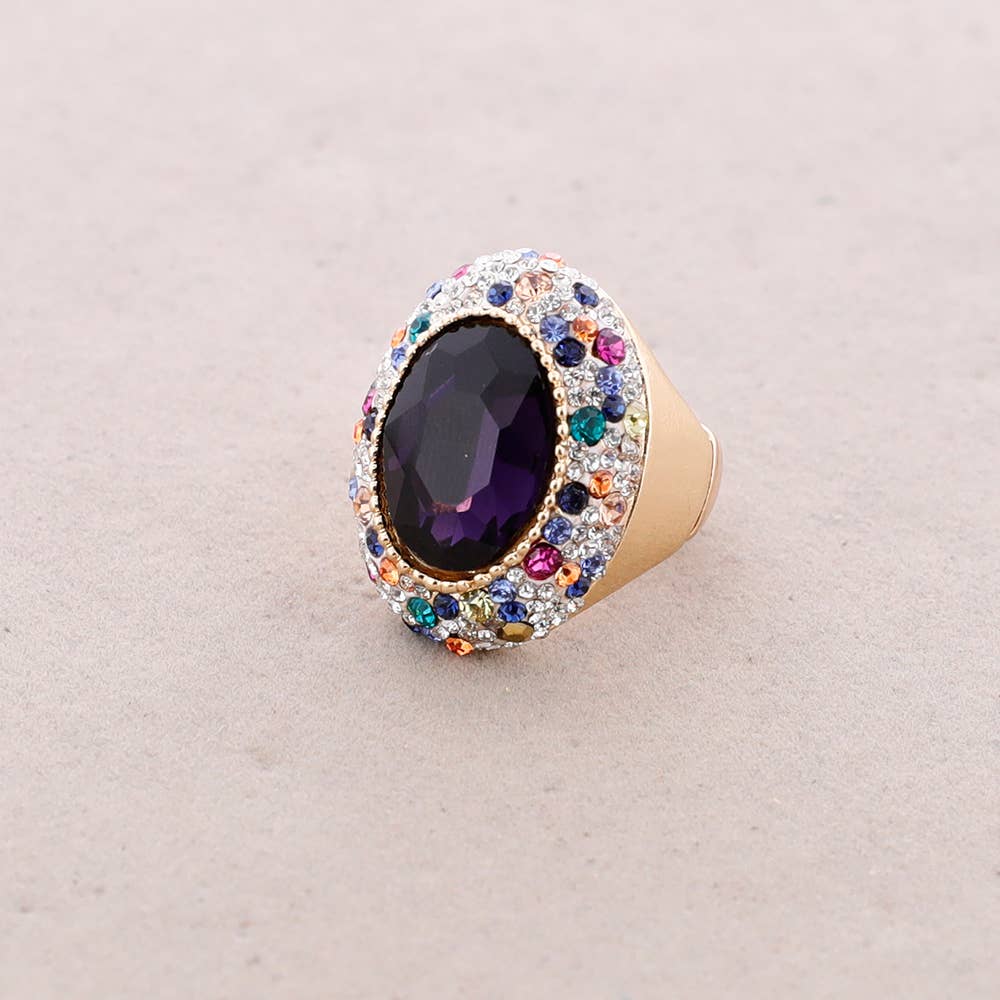 Azul Anillo Elastico Metal Cristales de venta al por mayor en Faire4