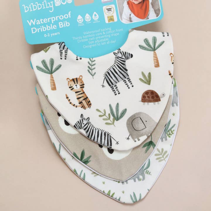Starter Bib Set - Wild Animals for wholesale by Bibbilyboo
