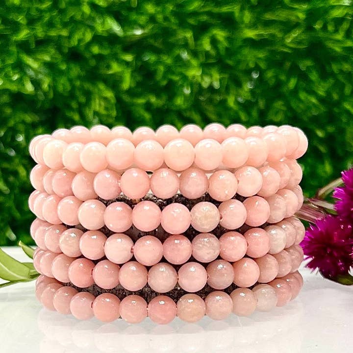 KayleeNYC - Wholesale Beaded Bracelet - Natural Pink Opal 6mm 7.5” Crystal Healing