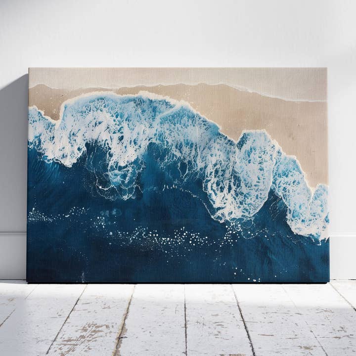 Majestätiska vågor möter strandlinje - Inramad canvasväggkonsttryck för wholesale av House Prints