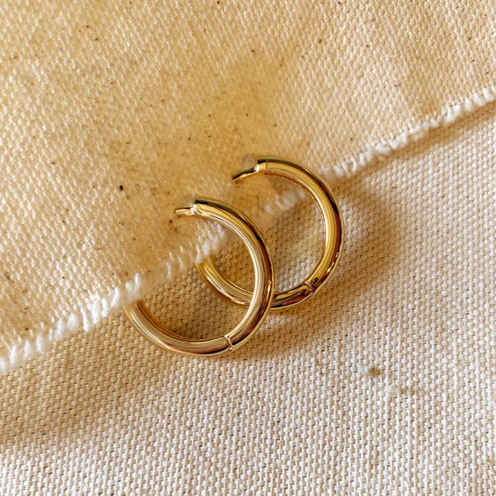 GoldFi - Wholesale Hoop Earrings - 18k Gold Filled Rounded Polished Clicker