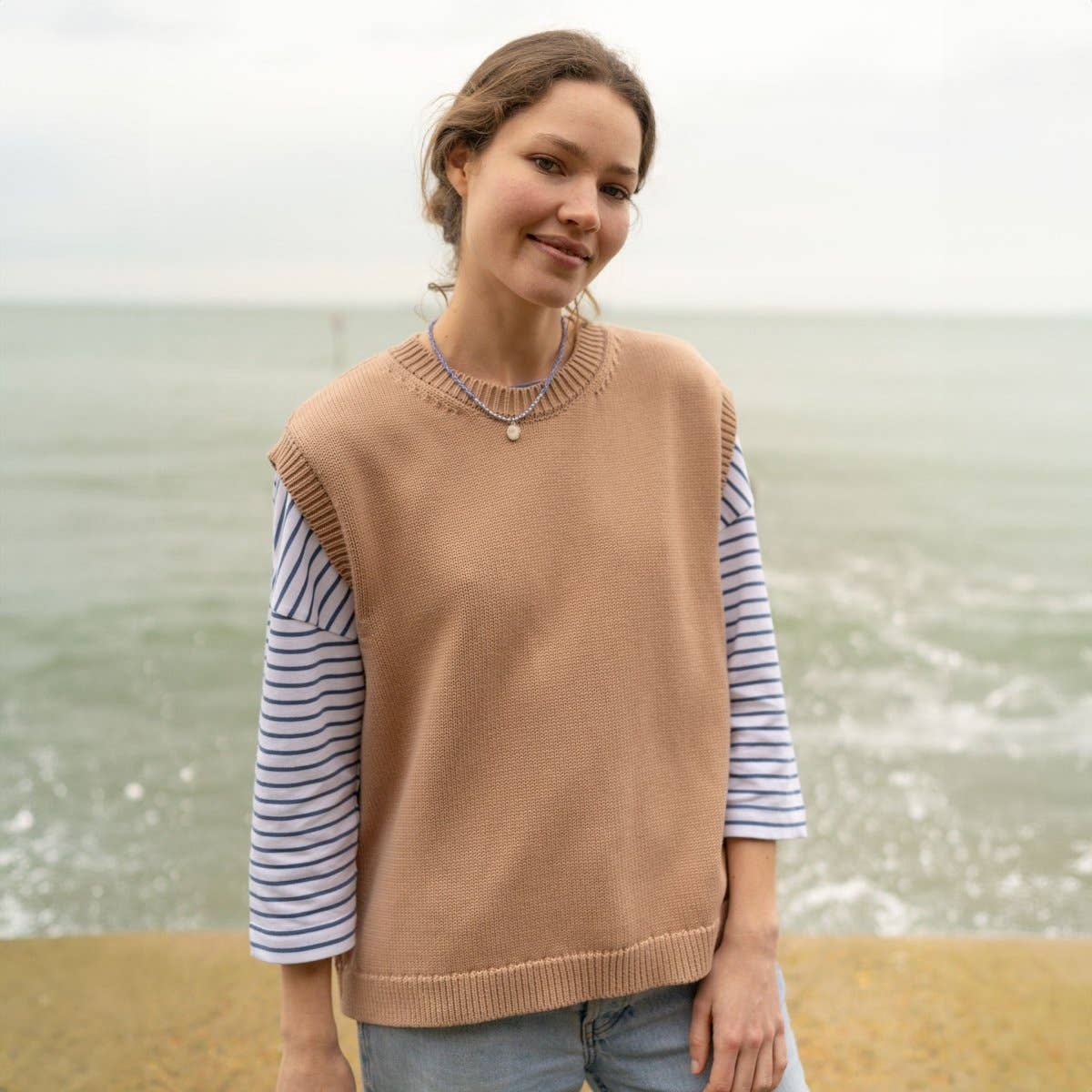 Rapanui Clothing – wholesale Sleeveless sweatshirts – Women′s – Dune Knitted Vest1