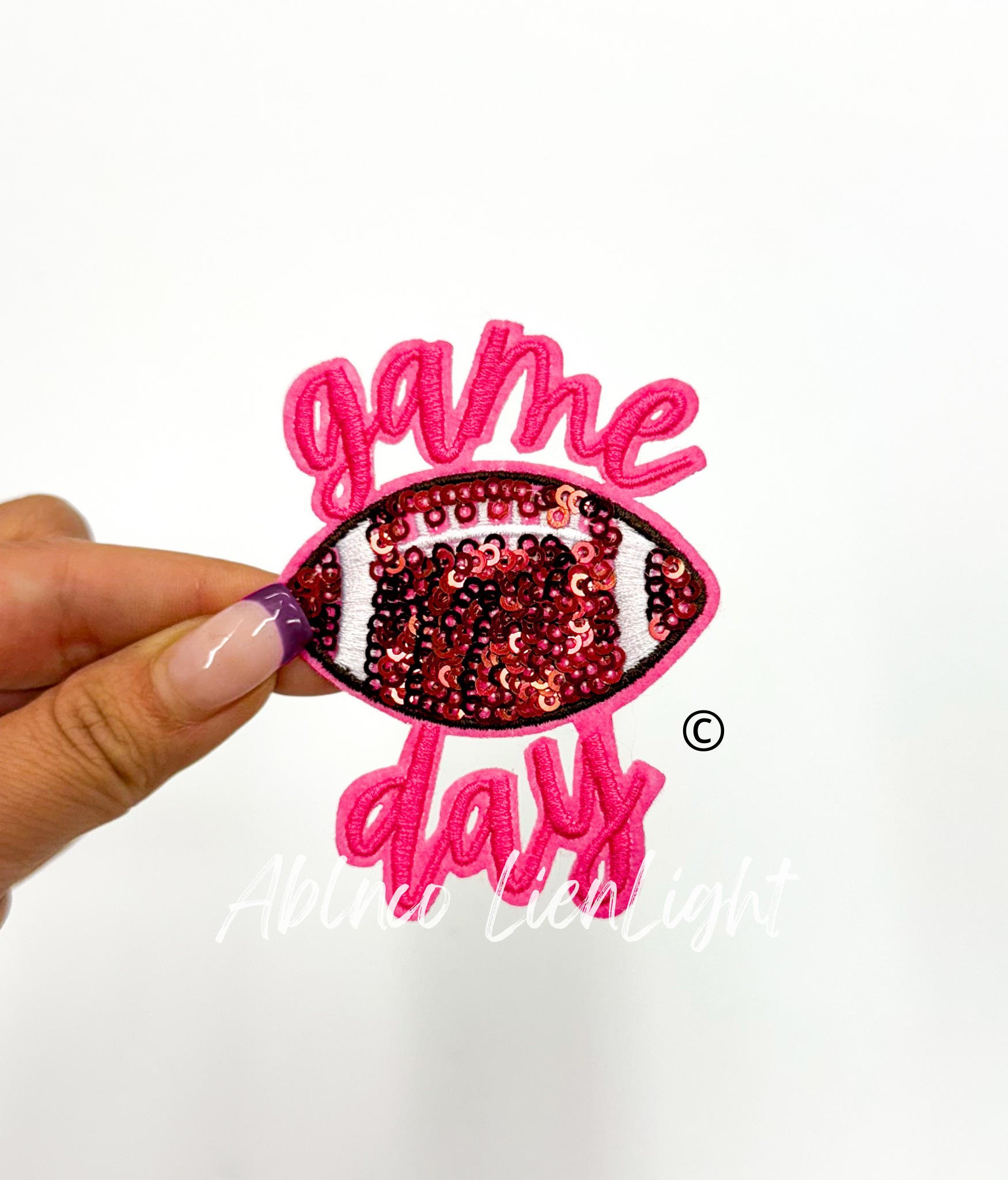 ABLNco - Wholesale Patch - 3” game day football sequins embroidery patch iron on3