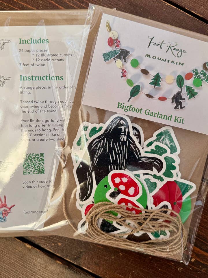 Sasquatch and Toadstool Garland Kit - Bigfoot Banner for wholesale by Foot Range Mountain