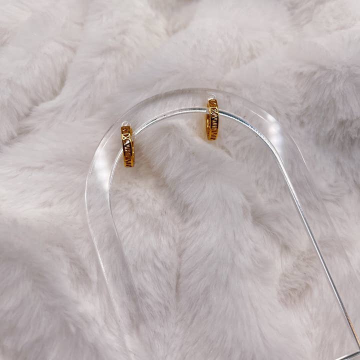 Roman Numeral Huggies for wholesale by Aurelia Co Jewelry