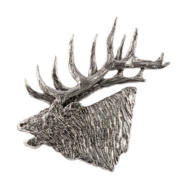 Elk Head Bugling Premium Pewter Lapel Pin or Magnet for wholesale by Creative Pewter Designs