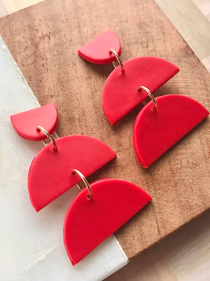 Scarlet Red Modern Statement Polymer Clay Everyday Earrings (Copy) for wholesale by Sun Sprinkles