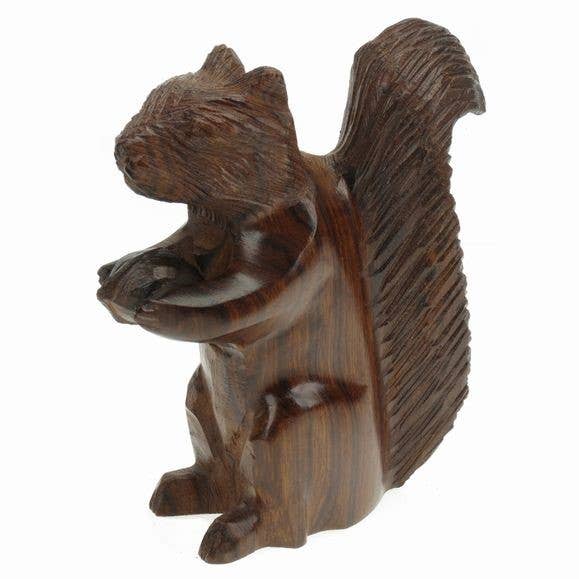 Earthview - Wholesale Decorative Figurine - Squirrel with nut Ironwood Carving