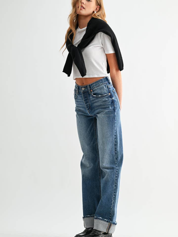 Jemina Denim - Wholesale Jeans - Women's - The Cuffed Wide Leg1