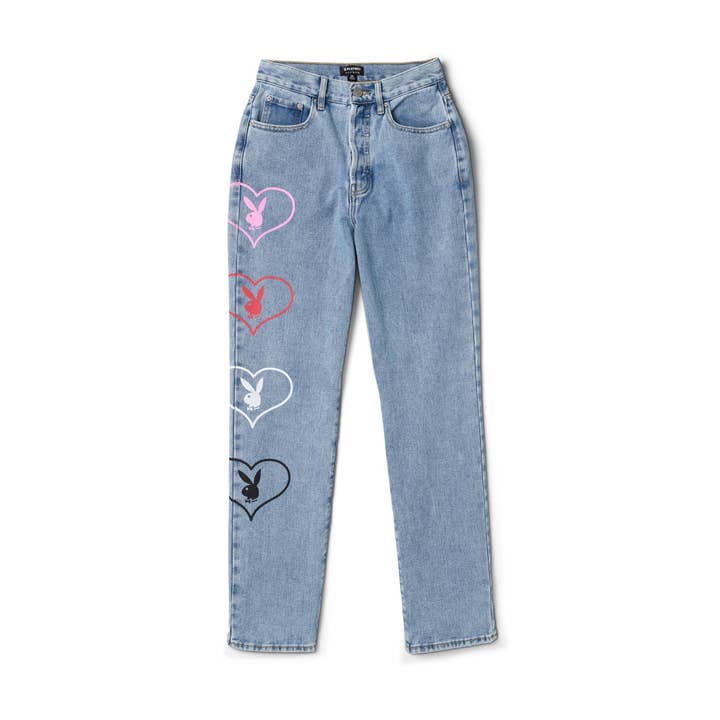 Women's Baggy Bunny Heart Denim Pants Amore for wholesale by PLAYBOY
