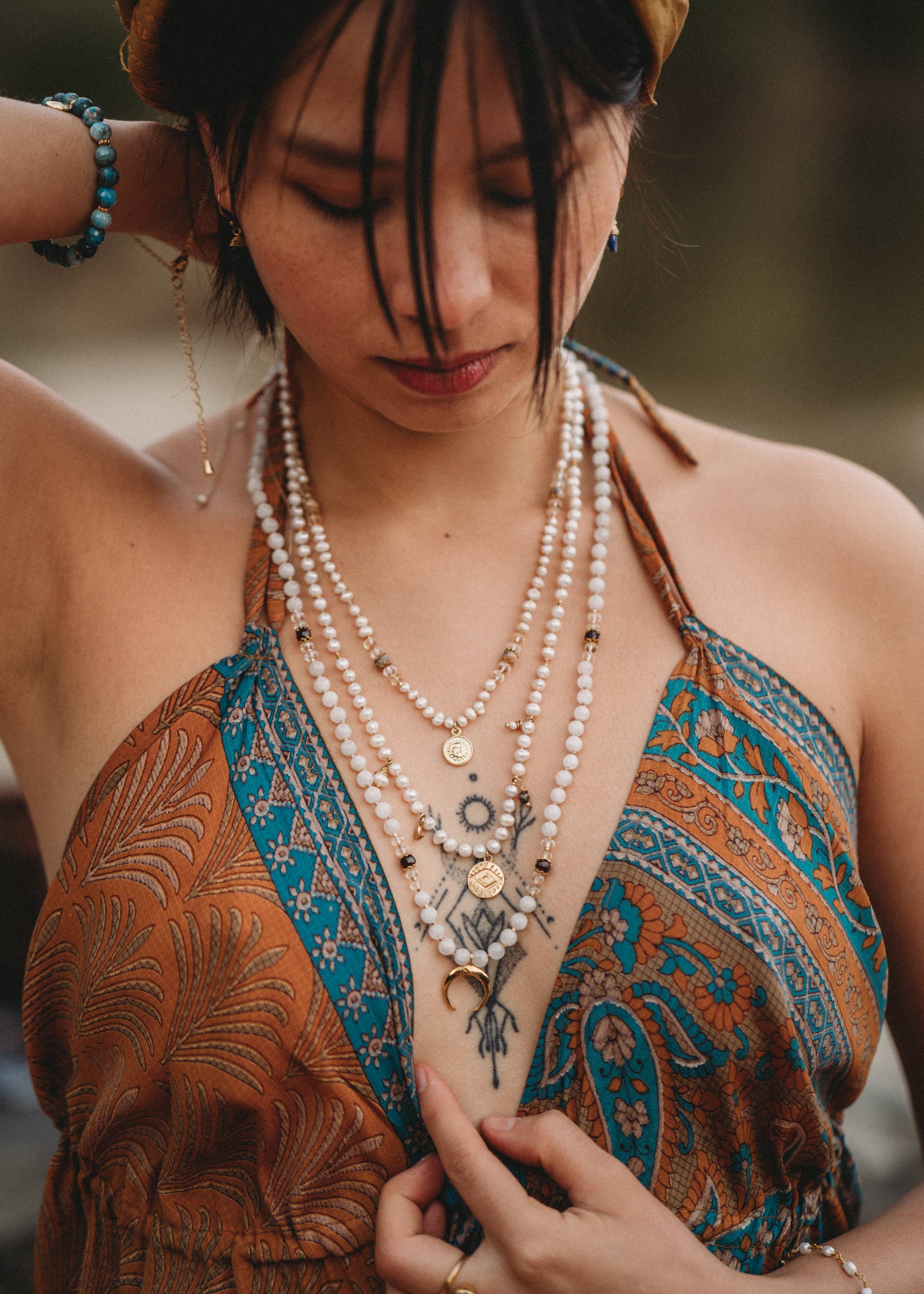 Lila in the Sky - Wholesale Prayer Beads Necklace - Pearl Mala1