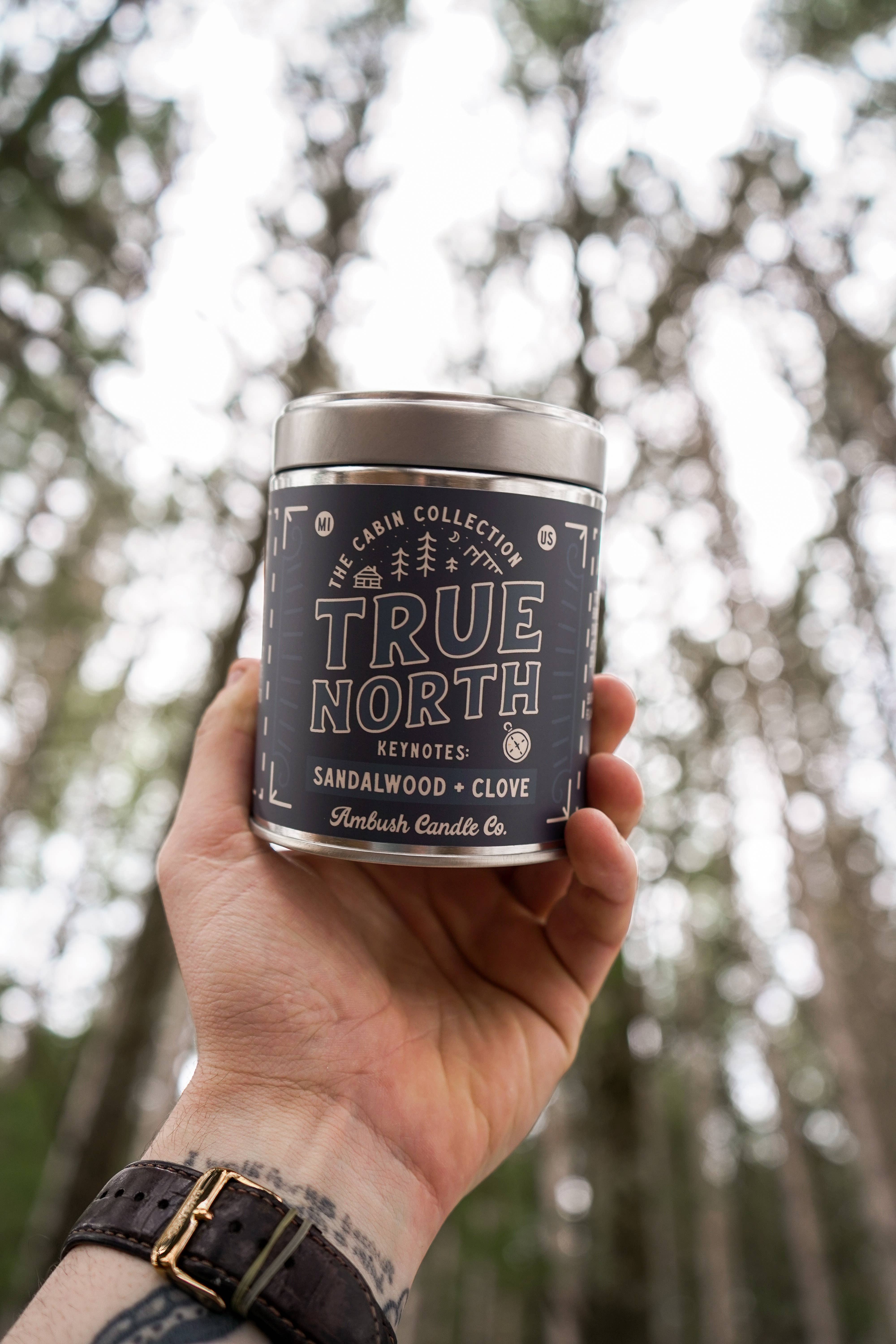 Ambush Candle Co. - Wholesale Travel Candles - True North | Sandalwood + Clove 14oz Soy Candle4