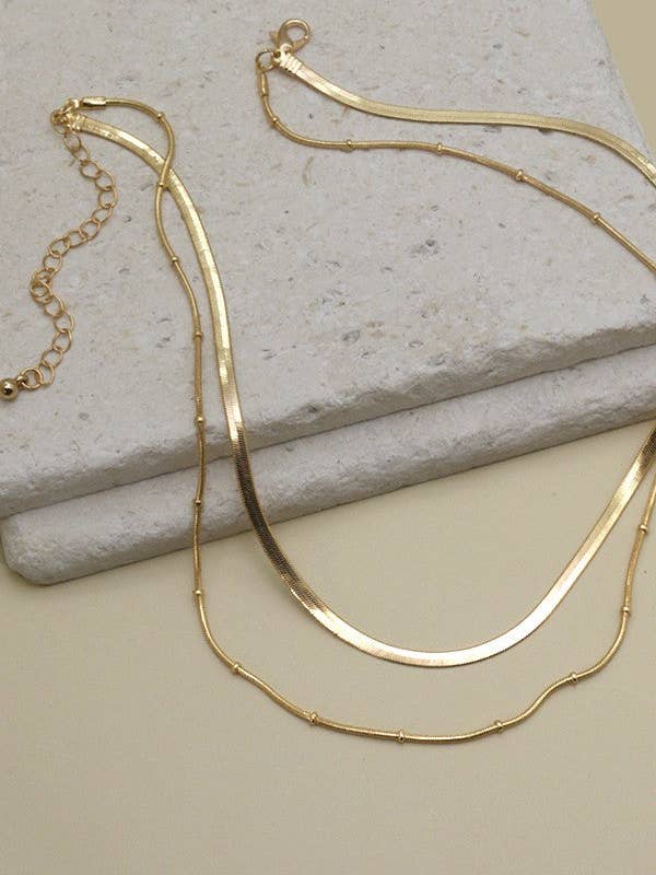 DOUBLE SNAKE CHAIN LAYER NECKLACE | 25N474 for wholesale by JOSSLYN by wall to wall