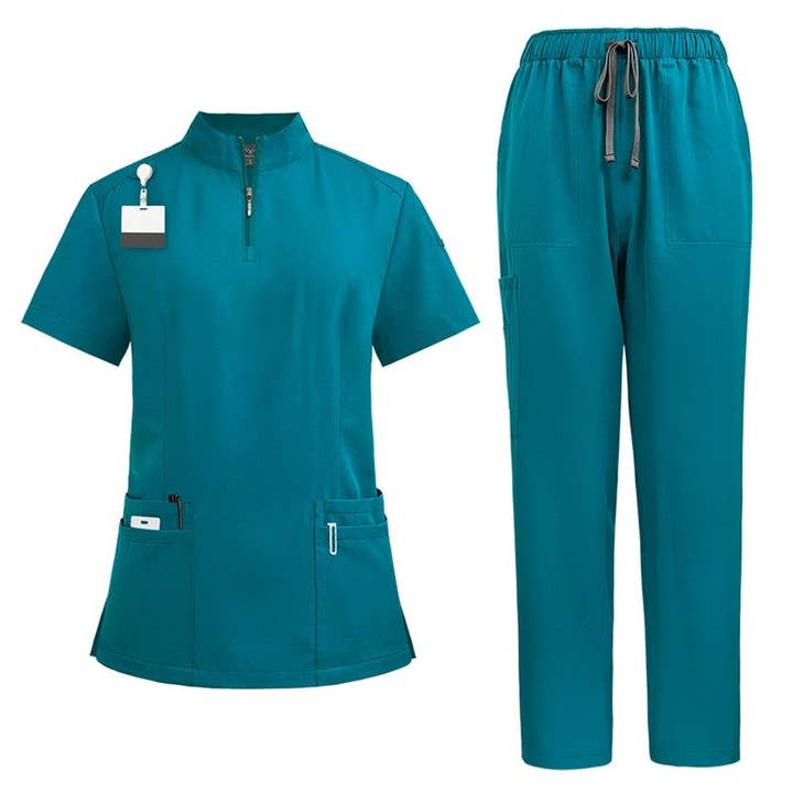 Plush Looks - Wholesale Top & Pant Set (NOT Loungewear) - Women's - Short Sleeve Straight Leg Scrub Suit1